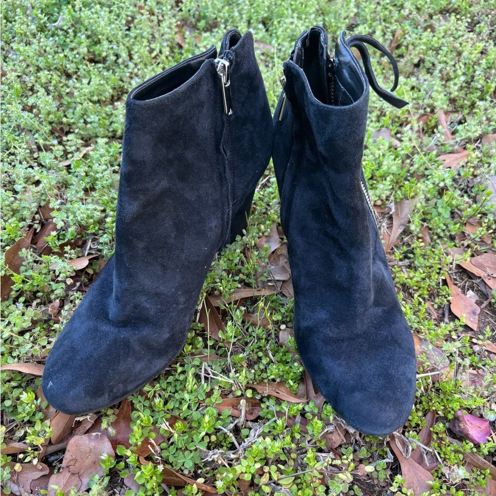 Sam Edelman Black Suede Ankle Booties with Side Zip Pull